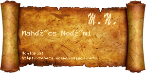 Mahács Noémi névjegykártya
