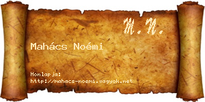 Mahács Noémi névjegykártya